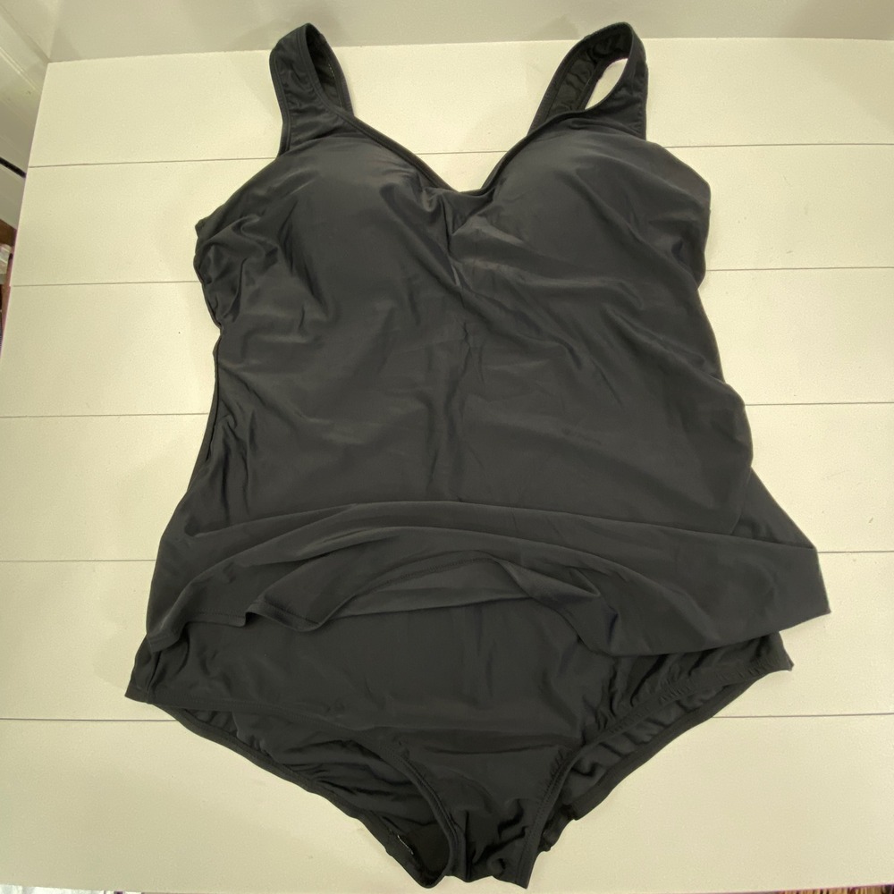 Swimsuits For All One Piece Swimsuit Womens Size 22 Black V-Neck Bathing Suit